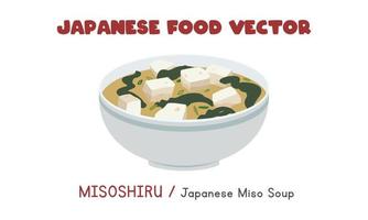 misoshiru japonais - illustration de conception de vecteur plat de soupe miso japonaise, style de dessin animé clipart. nourriture asiatique. cuisine japonaise. nourriture japonaise