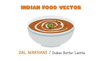 indien dal makhani - illustration de vecteur plat de lentilles au beurre indien isolé sur fond blanc. dessin animé clipart dal makhani. nourriture asiatique. cuisine indienne. cuisine indienne