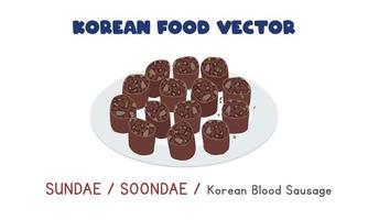 sundae coréen ou soondae - illustration de conception de vecteur plat boudin coréen, style de dessin animé clipart. nourriture asiatique. cuisine coréenne. nourriture coréenne