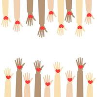 mains d'un groupe diversifié de personnes réunies. la coopération, l'unité, le partenariat, l'accord, le travail d'équipe, vecteur