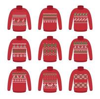 pulls laids de vecteur pour la fête de noël. pulls en maille à motifs hivernaux