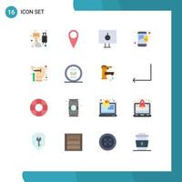ensemble moderne de 16 couleurs et symboles plats tels que penser à un pack modifiable mobile de smartphone verrouillé créatif d'éléments de conception de vecteur créatif
