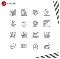 pictogramme ensemble de 16 contours simples d'apprentissage universitaire configuration connaissances décoration éléments de conception vectoriels modifiables vecteur