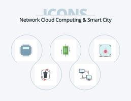 cloud computing réseau et pack d'icônes plat ville intelligente 5 conception d'icônes. synchronisation. La technologie. lien. pc. Matériel vecteur