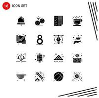 ensemble de 16 symboles d'icônes d'interface utilisateur modernes signes pour outils café valentine café page éléments de conception vectoriels modifiables vecteur