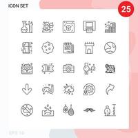 pack de 25 signes et symboles de lignes modernes pour les supports d'impression Web tels que les éléments de conception vectoriels modifiables de l'école de cartes d'éducation à but lucratif vecteur