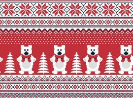 pixel de motif de noël du nouvel an dans l'illustration vectorielle de l'ours vecteur