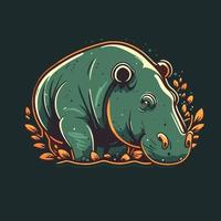 hippopotame personnage logo mascotte animal sauvage hippopotame en dessin vectoriel