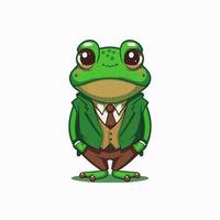 conception de mascotte de logo de personnage de grenouille verte en dessin animé pour la marque d'entreprise vecteur