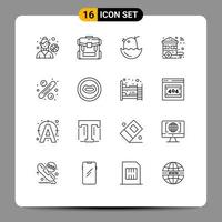 pack d'icônes vectorielles stock de 16 signes et symboles de ligne pour le pourcentage de commutateur de poulet wifi éléments de conception vectoriels modifiables à la maison vecteur