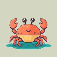 mascotte de logo de personnage de crabe en illustration de style dessin animé vectoriel animal marin