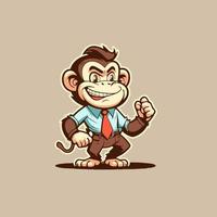 conception de mascotte de logo de personnage de dessin animé de chimpanzé de singe pour la marque d'entreprise vecteur