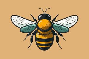 abeille volante bourdon personnage logo mascotte vecteur plat