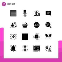 16 concept de glyphe solide pour les sites Web mobiles et les applications chat de succès approuver les hommes approuvent les éléments de conception vectoriels modifiables par les analystes commerciaux vecteur