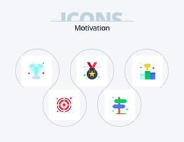 pack d'icônes plates de motivation 5 conception d'icônes. médaille. récompenses. qualité. décerner. Star vecteur