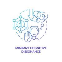 minimiser l'icône de concept de dégradé bleu dissonance cognitive vecteur