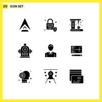 pack d'icônes vectorielles de stock de 9 signes et symboles de ligne pour les éléments de conception vectoriels modifiables de bouche de compte de café humain de personne vecteur