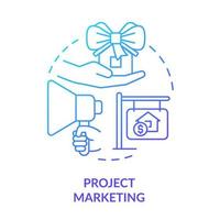 icône de concept de dégradé bleu projet marketing vecteur