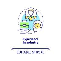 expérience dans l'icône de concept de l'industrie. compétence professionnelle. illustration de la ligne mince de l'idée abstraite de la fiabilité de l'entreprise. dessin de contour isolé. trait modifiable. arial, myriade de polices pro-gras utilisées vecteur