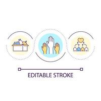 icône de concept de boucle de groupe de service communautaire. club de bénévolat. aide et support gratuits. illustration de la ligne mince de l'idée abstraite de l'assistance. dessin de contour isolé. trait modifiable vecteur