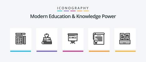 pack d'icônes power line 5 de l'éducation et des connaissances modernes, y compris le cloud. livre. connaissance. ordinateur. Zoom. conception d'icônes créatives vecteur