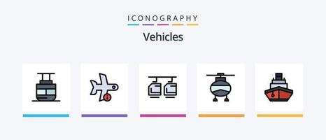 ligne de véhicules remplie de 5 packs d'icônes, y compris le fret. Véhicules. Véhicules. transport. Véhicules. conception d'icônes créatives vecteur