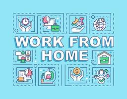 travail à domicile concepts de mots bannière turquoise vecteur