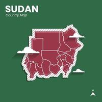 modèle de publication pour les médias sociaux carte vectorielle du pays du soudan, illustration très détaillée avec bordure de zone. le soudan est un pays d'afrique. vecteur