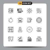 aperçu de l'interface mobile ensemble de 16 pictogrammes d'éléments de conception vectoriels modifiables de travail de microphone apple vecteur