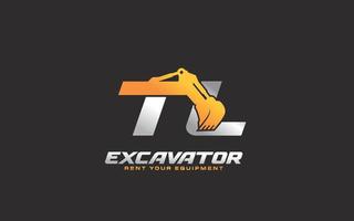 excavatrice logo tl pour entreprise de construction. illustration vectorielle de modèle d'équipement lourd pour votre marque. vecteur