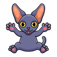 dessin animé mignon chat peterbald agitant la main vecteur