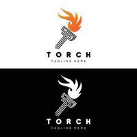 logo de la torche, conception du feu, logo de la lettre, icône de la marque du produit vecteur