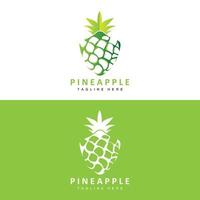 création de logo d'ananas, vecteur de fruits frais, illustration de plantation, étiquette de marque de produits de fruits