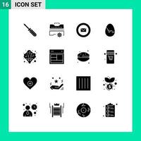 pack d'icônes vectorielles stock de 16 signes et symboles de ligne pour brocoli outils d'oeufs de pâques timbres de pâques éléments de conception vectoriels modifiables vecteur