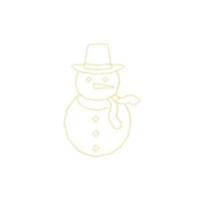 décoration de bonhomme de neige doré de noël de paillettes d'or brillant scintille sur fond transparent blanc. bonhomme de neige brillant scintillant de vecteur pour le modèle de conception de noël ou du nouvel an