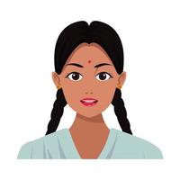 dessin animé avatar visage fille indienne vecteur