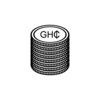 symbole d'icône de devise ghana, cedi ghanéen, signe ghs. illustration vectorielle vecteur