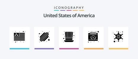 pack d'icônes usa glyph 5 comprenant un panneau de police. police. présidents. Hommes. Date. conception d'icônes créatives vecteur