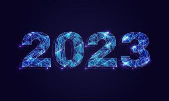 carte de voeux de nouvel an futuriste bleu srarkle pour 2023. bannière lumineuse vectorielle vecteur