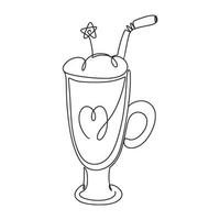 milkshake avec tube de mousse et dessin au trait de décoration vecteur