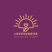 création de logo d'amour au lever du soleil vecteur