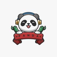 illustration graphique vectoriel du logo panda portant un casque