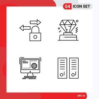 pack d'icônes vectorielles stock de 4 signes et symboles de ligne pour les éléments de conception vectoriels modifiables de casier de gym de commande commerciale de traitement de données vecteur