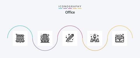 pack d'icônes de ligne de bureau 5 comprenant une chose. Cas. surligneur. Business case. Personnel vecteur