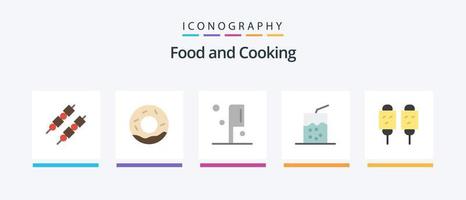 pack d'icônes plat 5 alimentaire comprenant. frit. couteau. aliments. maïs. conception d'icônes créatives vecteur