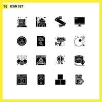 pack de 16 glyphes solides créatifs de moniteur imac prier ordinateur suisse éléments de conception vectoriels modifiables vecteur