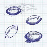 Croquis de football américain de rugby sur cahier papier vecteur