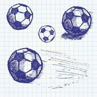 esquisse de ballon de football football sur cahier papier vecteur
