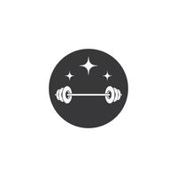 haltère, modèle de logo d'icône de gym d'haltères insigne de gym, logo de fitness vecteur