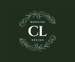 collection de logos de monogramme de mariage lettre initiales cl, modèles minimalistes et floraux modernes dessinés à la main pour cartes d'invitation, réservez la date, identité élégante pour restaurant, boutique, café en image vectorielle vecteur